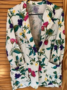 Vintage 80’s/90’s Floral Lightweight Blazer Cardigan Single Button Pockets